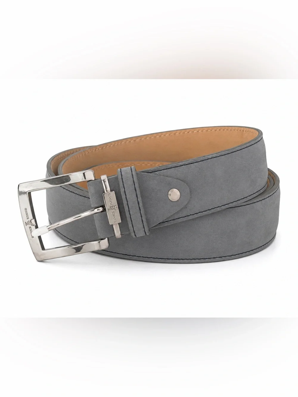 Links & Kings Italian Nubuck Leather Golf Belt Gray Handcrafted 50” XL XXL 46